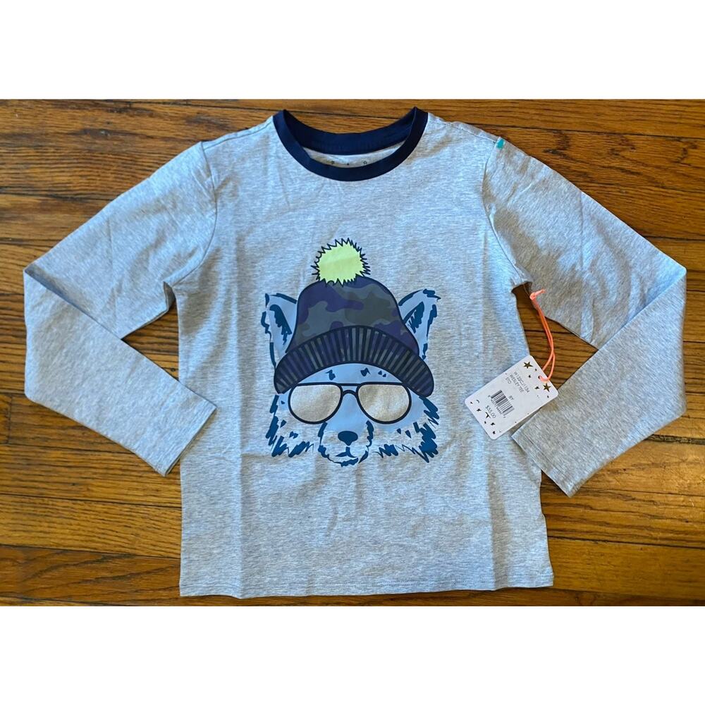 NWT Wesley Tee Boys Long Sleeve T Shirt Sz 8 $55 Wolf Gray